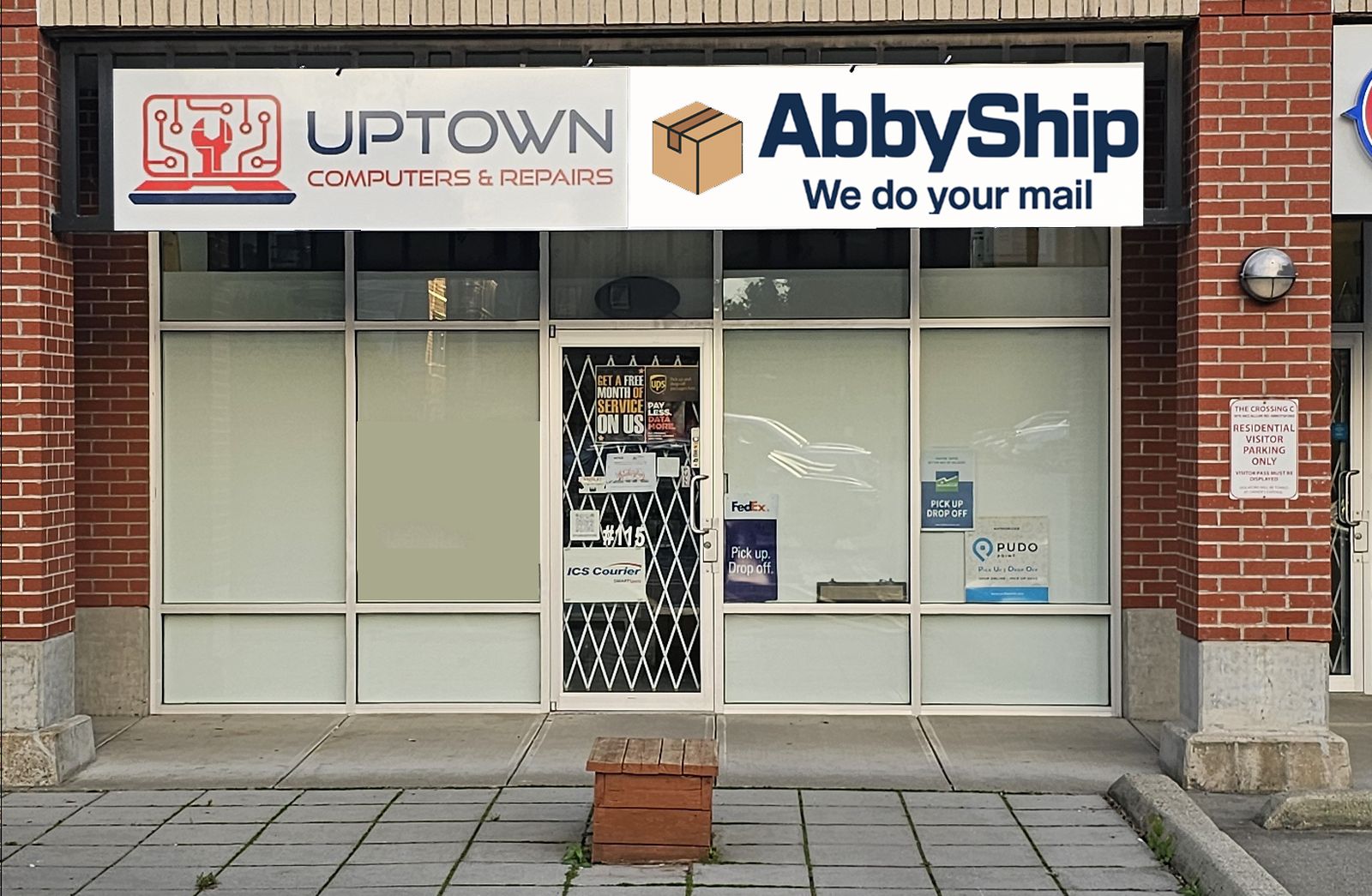 Proposed AbbyShip storefront signage in Abbotsford, BC